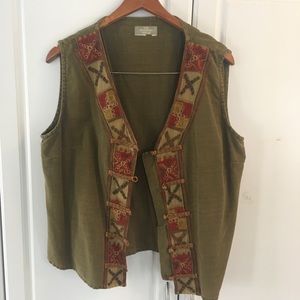 The Territory Ahead Olive Green Linen Vest